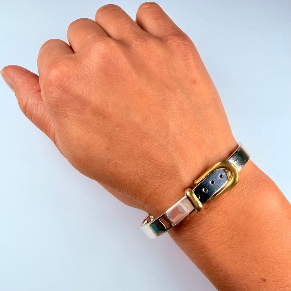 Taxco Adjustable Belt Buckle Sterling Silver 925 Vintage Mexico Bangle Bracelet - Picture 7 of 11